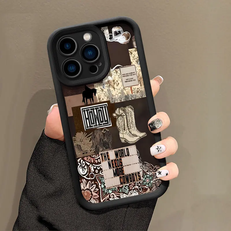 Cowboy Pattern Phone Case , Tpu Soft Silicone, Fully Protected and Shockproof For iPhone 16 15 Pro Max 14 16Pro 13 12 11 XSMAX Plus Affordable Durable