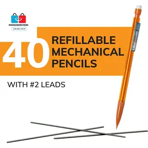 Smooth Mechanical Pencils with Erasers, Bright Edition Medium Point, 40-Count Pack, Bulk Mechanical Pencils for School or Office Supplies No Brand