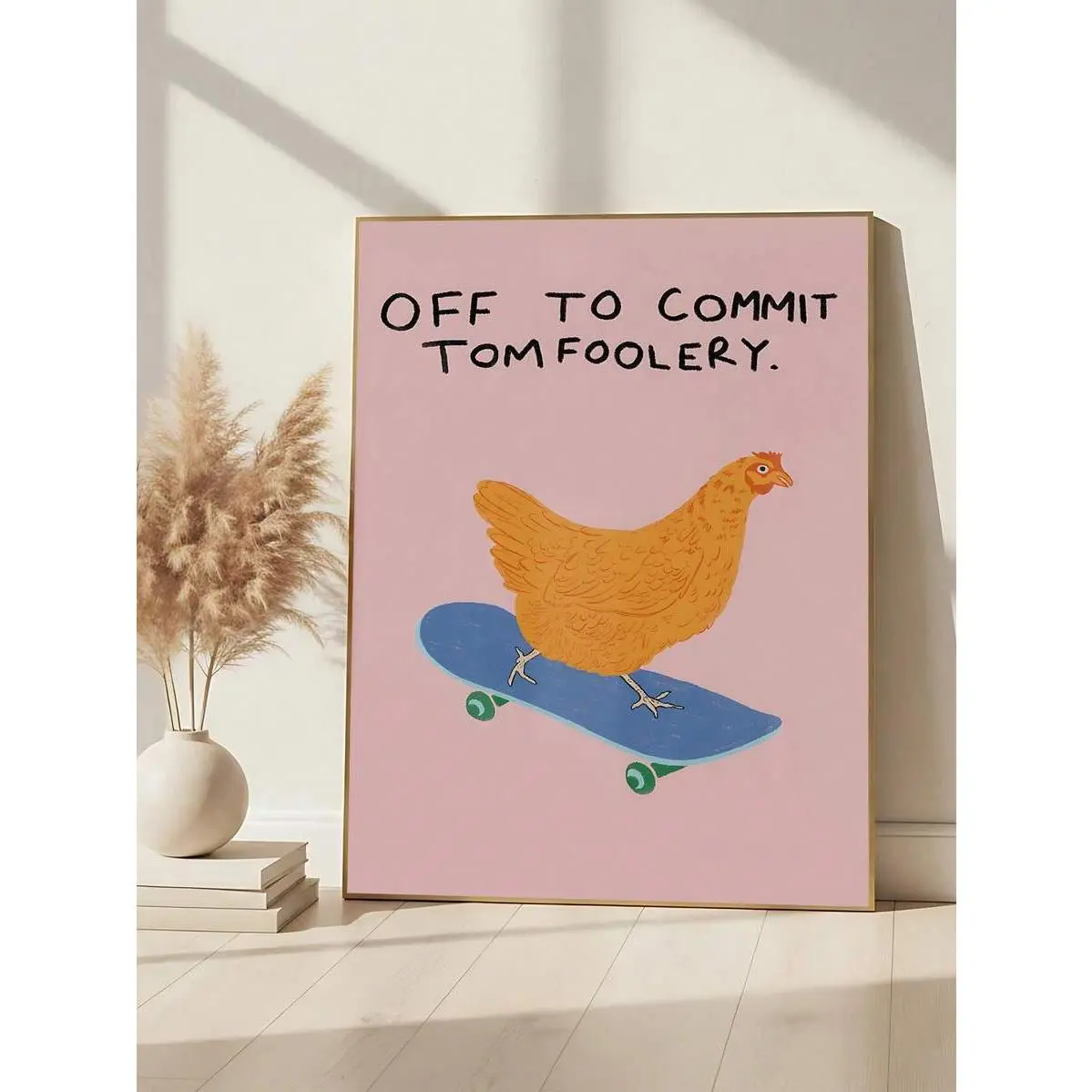 1pc Vintage Minimalism Off To Commit Tomfoolery, Fun Print, Chicken Art, Gallery Wall Art, Love Bread Me Print, Duck Print, Animals Wall Art, Festival Gift, Bedroom Decor, Living Room Decor, Office Decor, Kitchen Decor, Wall Arts, Wall Decor