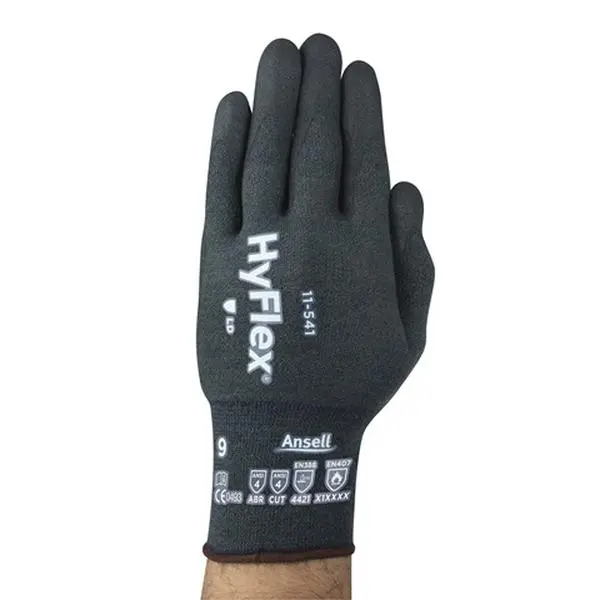 Ansell 012-11-541-9 Hyflex 18 Gauge Knitted Cuff Work Gloves with Intercept-Kevlar, Steelnyl, Spand, 18g Ultralight Weight Liner, 220-270 mm, Size 9, Cut Resistant Gloves