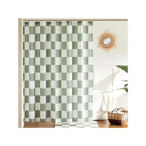 Checkered Shower Curtain, Black And White Shower Curtains For Bathroom, Cute Retro Checkerboard Shower Curtain Vintage Aesthetic, Machine Washable Bath Curtain With Hooks