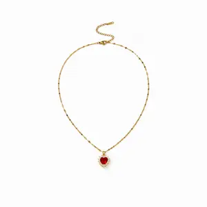 Cider HEART & ZIRCON PENDANT NECKLACE