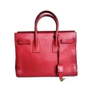Pre-owned Yves Saint Laurent Smooth calfskin leather Top Handle Bags Sac de Jour Red Very Good S014260429002