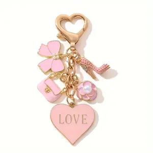 Heart Keychain for Cosmetics Bag, Cute Mini Korean Style Decorative Bag Charm, Perfect Gift for Women, Small and Stylish Accessory