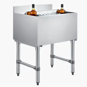 summervibes VEVOR Commercial Ice Bin, 82.9 Qt Max Capacity, 30x 19x 33 Inch Stainless Steel Ice Chest with Sliding Lid and Bottle Holders, Cooler Cart Cocktail Unit for Bar Restaurant Pub, NSF Certified
