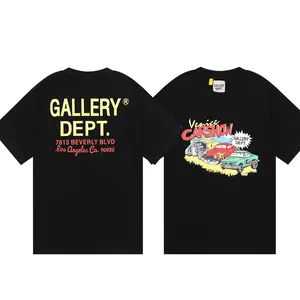 GALLERY DEPT T-Shirt car show Letter cotton T shirt bone finger print round neck large size loose skull hand short sleeve T-shirts