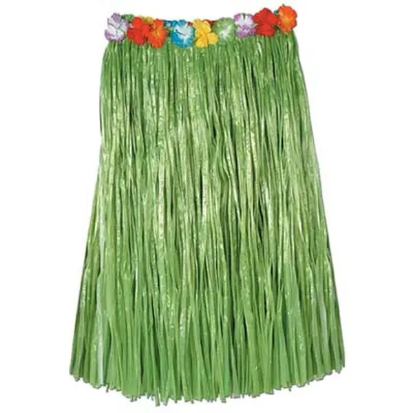 212 MAIN Women's Green Artificial Grass Hula Skirt Costume Accessory - Adult Bottom Accessory with Grass Texture, Floral Accents, Luau Theme (Case of 12), Costumes, Accessories