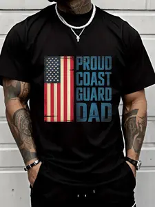 100% Cotton Unisex Coast Guard Dad American Flag Father's Day Gift T-Shirt