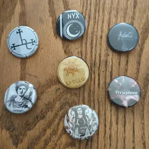 Mythology Button Collection - NYX, Hermes, Apollo, Persephone, and More Design Options for Fans of Greek Legends and Symbols