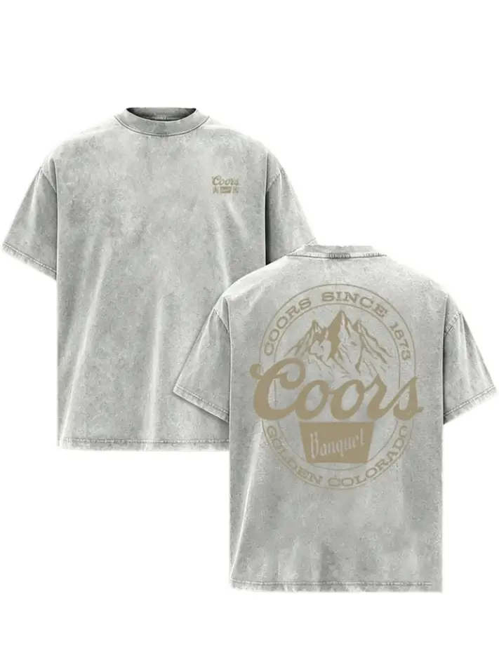 Men’s Vintage Washed Western Mountain Graphic T-Shirt 100% Cotton Oversized Retro Cowboy Tee, Loose Fit Desert Ranch Style Shirt, Soft Breathable Casual Streetwear Gift for Country, Rodeo and Outdoor Lifestyle Fans short-sleeve