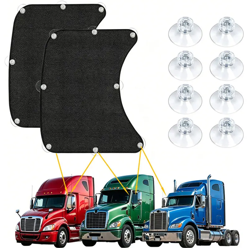 Semi Truck Big Rig Side Window Sun Shade - UV Blocker, Heat Insulation Cover for Freightliner Cascadia, Kenworth T680, Peterbilt 579, International Heavy Duty Trucks, Commercial Vehicles Van Summer Essential Car Accessory