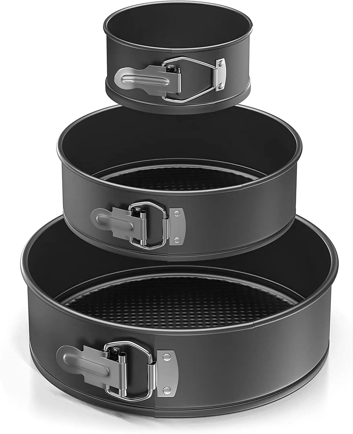 Cake Pan Set Of 3 (4 7 9 Inch) - Round Nonstick Baking Pans Spring Form For Cheesecake, Tier Wedding Cakes, And More - Removable Bottom, Leakproof Desserts Oven