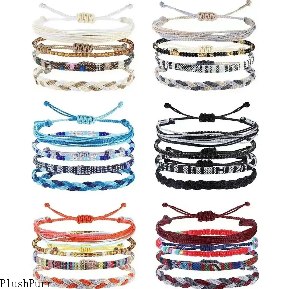 Women's Boho Anklet - Braided String Rope Jewelry, 4-24 Pcs Colorful Waterproof Sets, Trendy Bag Charm Accessories for Summer Beach, Ideal Gifts for Women, Anklets For Women summerwins