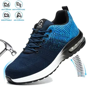 Men's Round Toe Steel Toe Safety Boot - Lightweight, Comfortable, Flat, Closed Work Footwear with Anti-Smash, Anti-Puncture Features, Mixed-Color Decor-Enhanced Fashion Shoes for Workers