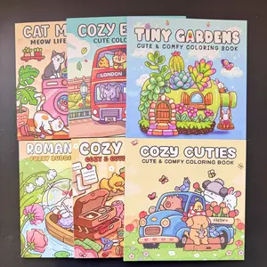Cute Coloring Books Set, 3/6 Pieces, Rich Patterns, Enjoy Drawing Process, Stress Relief Art, Perfect for Daily Leisure & Holiday Gifts