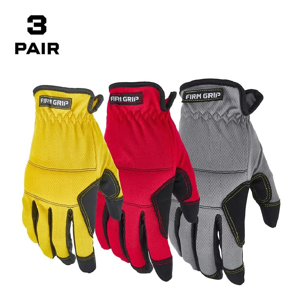 3-Pack Large Utility Safety Work Gloves for Home Improvement, Work Safety Equipment Needs