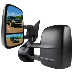 2007-2014 Silverado/Avalanche/Tahoe Sierra/Yukon/Yukon XL Manual Adjustable & Extendable Black Towing Mirrors
