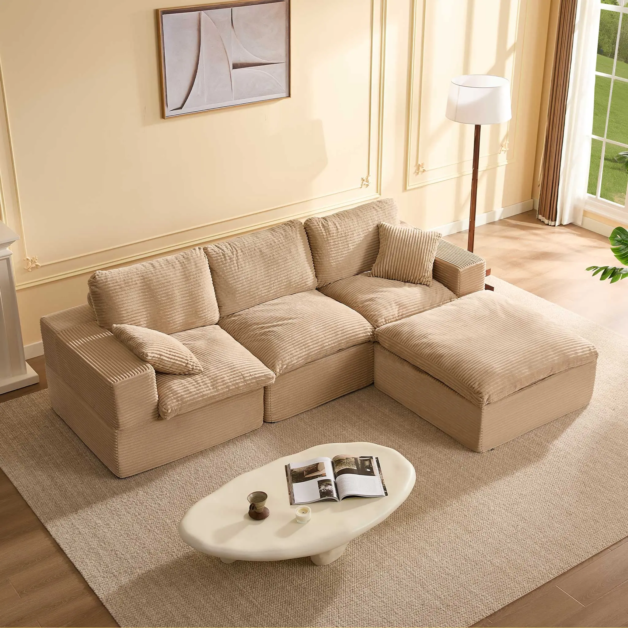 Camel-3 Seater+ 1 Ottoman - 106"L