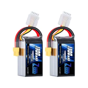 Zeee 14.8V 120C 1300mAh 4S RC Lipo Battery Graphene Battery with XT60 Plug for FPV Racing Drone Quadcopter Helicopter Airplane RC Boat RC Car RC Models(2 Pack)