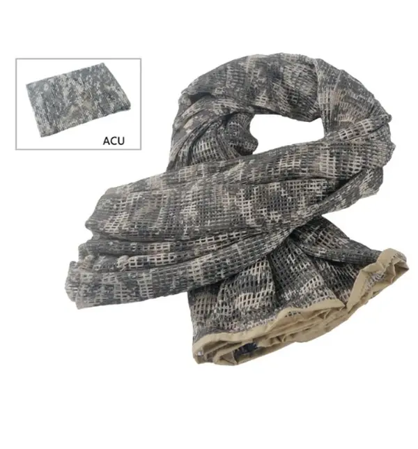 Military Tactical Scarf  Veil Camouflage Net KeffIyeh Sniper Face Veil Shemagh Head Wrap for Outdoor Camping Hunting