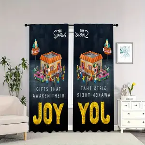 The Simpsons building block set with blackout curtains on both sides, suitable for living rooms, bedrooms, and apartments, perfect for New Year's decorations.