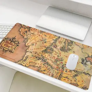 Vintage Middle Earth Map Pattern Mouse Pad, Rectangle Gaming Mouse Pad, Non-Slip Mousepad, Office Desk Keyboard Mouse Mat for Home Office Game Room, Desk Accessories, Gaming Desk Accessory