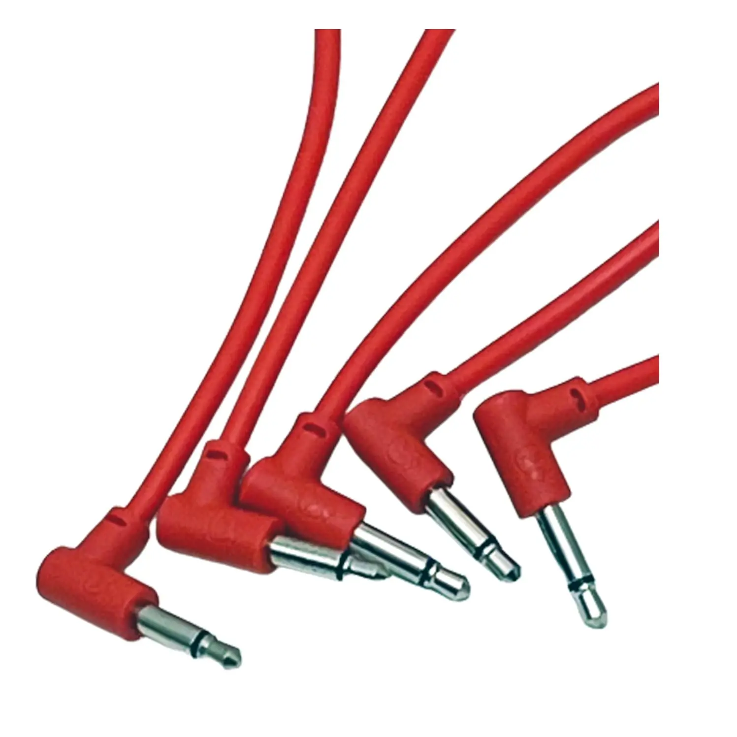 Starving Students Music Supplies SSMS - Luigis Modular M-PAR Right Angled Eurorack Patch Cables - Package of 5 Red Cables