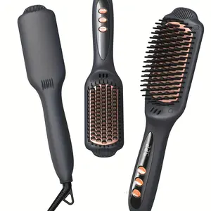LANDOT Hair Straightener Brush Heated Straightening Brush: Negative Ion Ceramic Hot Hair Brush Straightener For Smooth Frizz-Free Hair, Mother's Day Gift