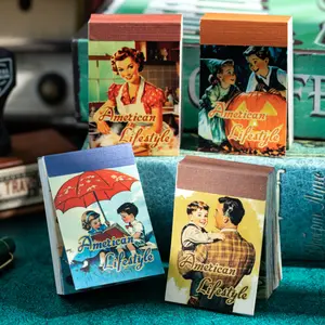 200 American vintage sticker sheets with retro character scene themes, simple vintage style, made washi paper, self adhesive, DIY journal decoration, scrapbook notebook sticker pack