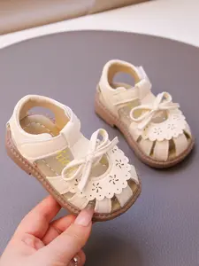 Girls' Summer Sandals with Bow Lace-Up Design, Breathable Soft Sole Shoes for Daily Wear & Outdoor Activities