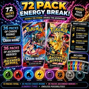 Ascended Heroes and Chaos Rising Pokemon Energy Break 72-Pack Trading Card Box (36 packs of ascended heroes and 36 packs of Chaos Rising)