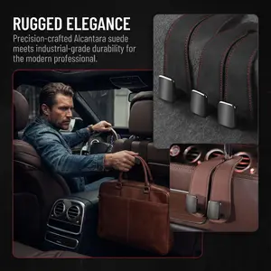 Universal Suede Leather Car Back Seat Hook | Double Hanging Organizer for SUV & Sedan | Soft Anti-Scratch Interior Decor | Multi-Functional Headrest Hanger Bags & Essentials Solar Powered Winter Windshield Long Carbon Fiber Mustang Center Console Cover