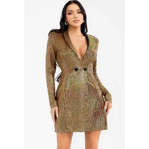 Metallic Sequin Foil Blazer