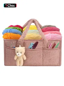 Fashion Crochet Storage Bag, Easy Yarn Organization, Portable Knitting Tool Kit, Large Capacity, Random Print, All Seasons