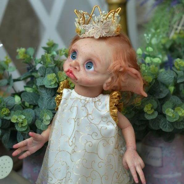 Peeka Fairy Doll 17 inch 42 cm Reborn Baby Dolls Elf Vinyl Body Doll with Realistic Hair & Magnetic Pacifier Soft Cuddly Gift for Kids Ages 3+