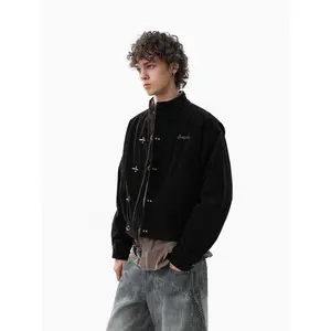 Thesupermade Vintage Suede Embroidered Metal Clip Down Jacket - 2626