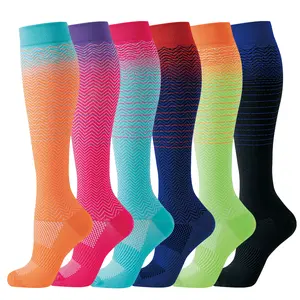 MhzyCaus 6 Pairs Calf Compression Socks for Men & Women – Cozy, Soft, Breathable Socks with Trendy Patterns for Running, Gym, Yoga, Travel, School, Office, Lounging and Everyday Casual Wear Floral Knee-High