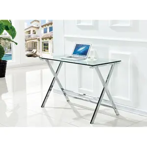 (High end and high-quality Computer desk)Glass Computer Desk, Transparent Tempered  Glass Laptop Table with Rounded Edges Desks, Sofa Table    RR