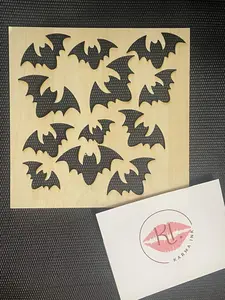 11x11 Wooden Halloween Bat Stencil for T-Shirt Bleaching (Beginner Bleachers)