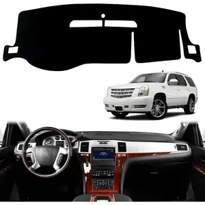 KDO Dashboard Dash Board Cover Mat Pad Carpet Non-Slip Custom Compatible with Cadillac Escalade 2007-2014 Without Cutout for Dash Speaker Protector Sunshield (Black Trim)