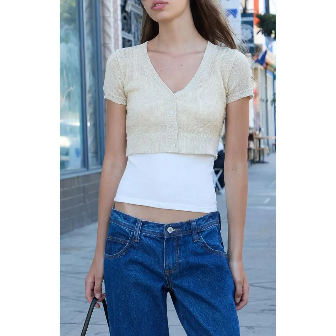 John Galt Women's Cream Zoa Cropped Cardigan