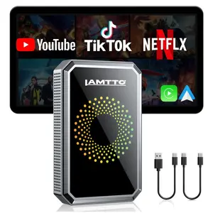 【CHECK COMPATIBILITY】LAMTTO Wired CarPlay to Wireless Adapter with Android Entertainment System for Netflix/YouTube/TikTok - ONLY for Wired CarPlay/AA Vehicles | No Mods Needed | Summervibes fathersdaygift