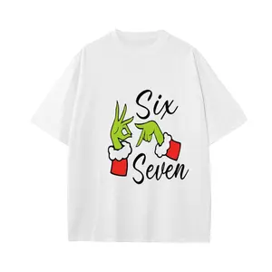 Christmas T-shirts for boys and girls - short-sleeved crew neck design, featuring 67 emojis, including a green hand and an OK sign, available in white and black. Perfect for 6- and 7-year-olds' birthday parties and as a gift for children.