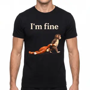 Sad Monkey Punch Meme with an Orange Toy I'm Fine Comfort Colors Adult Heavyweight T-Shirt