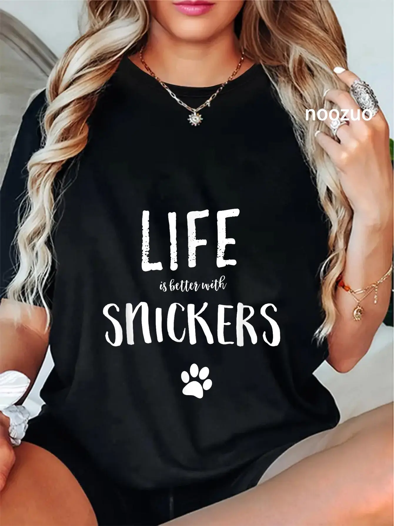 100% Cotton Unisex LIFE Is Better With SNICKERS Snickers Cat Name T-Shirt Gift Shirt T-Shirt