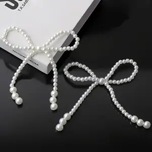 2pcs Elegant handcrafted imitation pearl bow bouquet - White pearl bow, suitable for party decoration, gift wrapping, Gift wrapping supplies and special occasions, bow design, Artificial pearl accessories, bouquet accessories