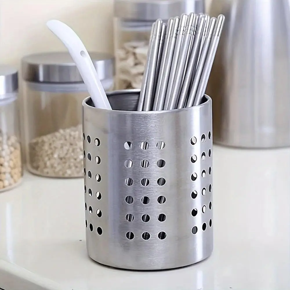 Stainless Steel Utensil Organizer Caddy Container - Multipurpose Kitchen Storage for Chopsticks, Spoons, Forks, Knives - Food-Safe, Rust-Resistant, Easy-to-Clean, Space-Saving Cutlery Holder for Home, Commercial, and Restaurant Use Kitchenware