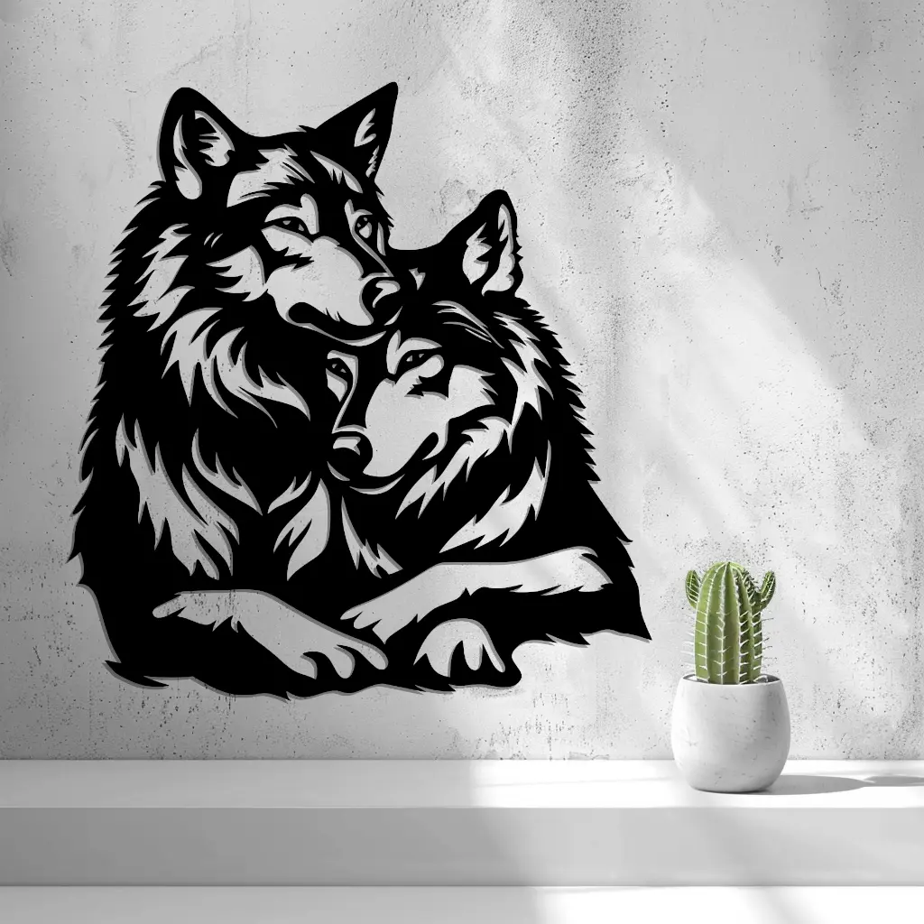 3D printed wolf couple