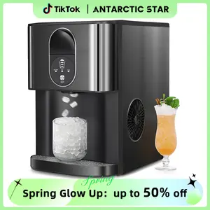 Antarctic Star Nugget Ice Maker,44 Lbs/24H,Countertop Ice Maker with Soft Chewable Ice,OneClick Operation,Make ice in 15mins,Auto-Cleaning, Self Dispensing ice Pellet ,Ice Full Indicator,Selfcleaning,For Home/Kitchen/Office/Party/Bar