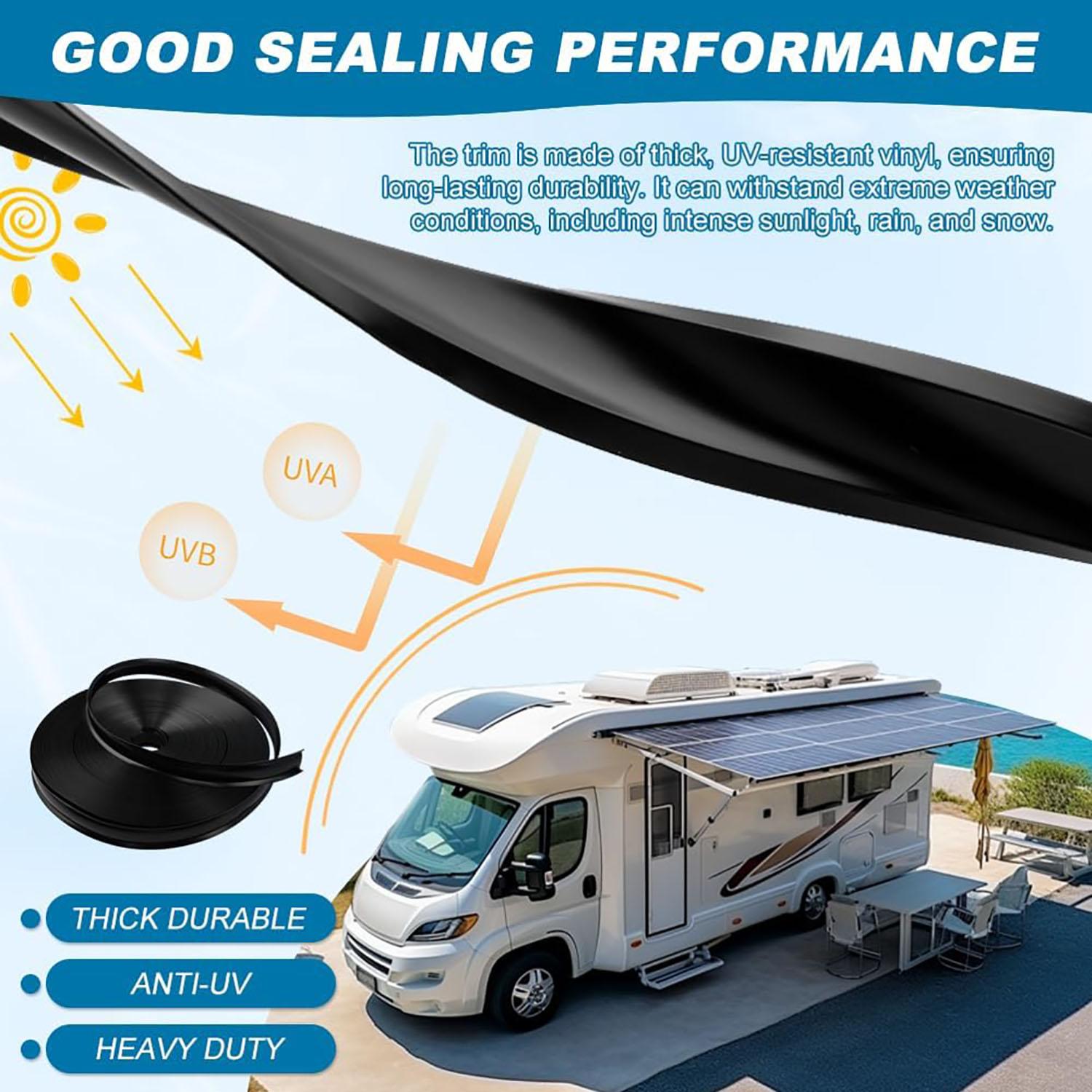 100FT 1 inch UV-Resistant Vinyl RV Trim Molding Insert - No Adhesive, Easy to Use, Sturdy Flexible Screw Cover, Weatherproof, Seamless Fit, Specially Shaped for RVs, Campers, Travel Trailers